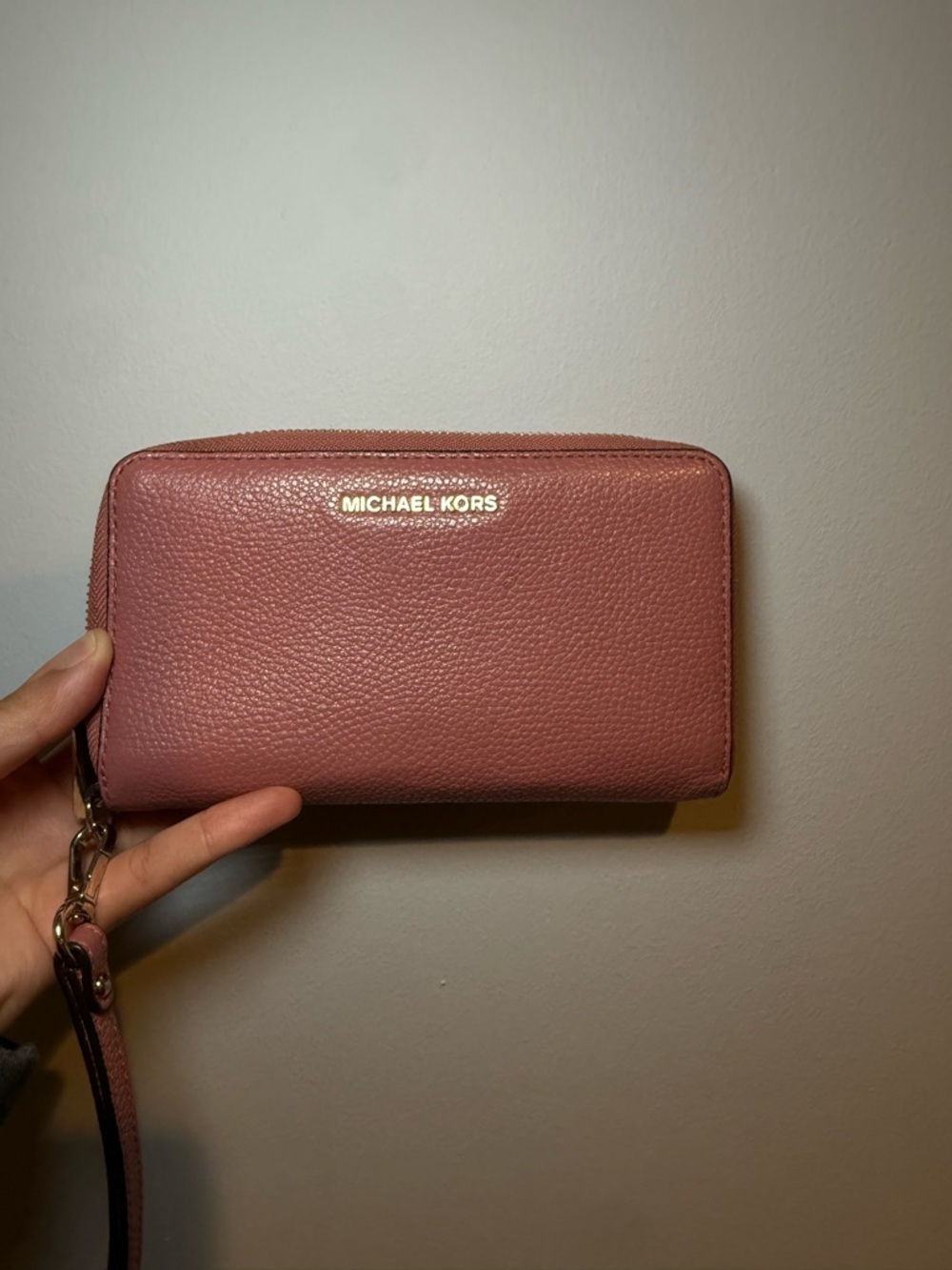 Michael Kors Jet Set Travel Large Leather Continental Dusty Rose Mauve Wallet